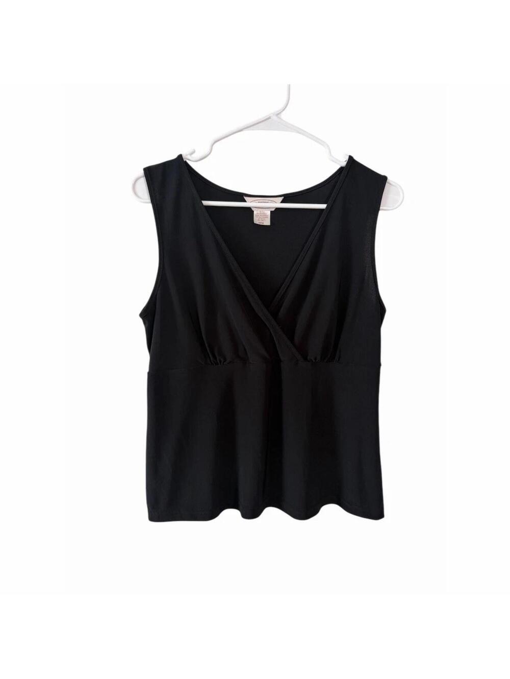 Northern Reflections Women's Size M Black Sleeveless Wrap V-Neck Elevated Basic
